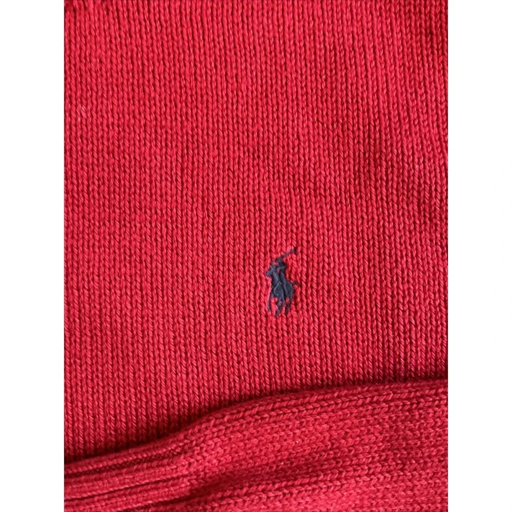 Polo Ralph Lauren Pima Cotton‎ Sweater mens size L Red Ribbed Thick Crewneck EUC